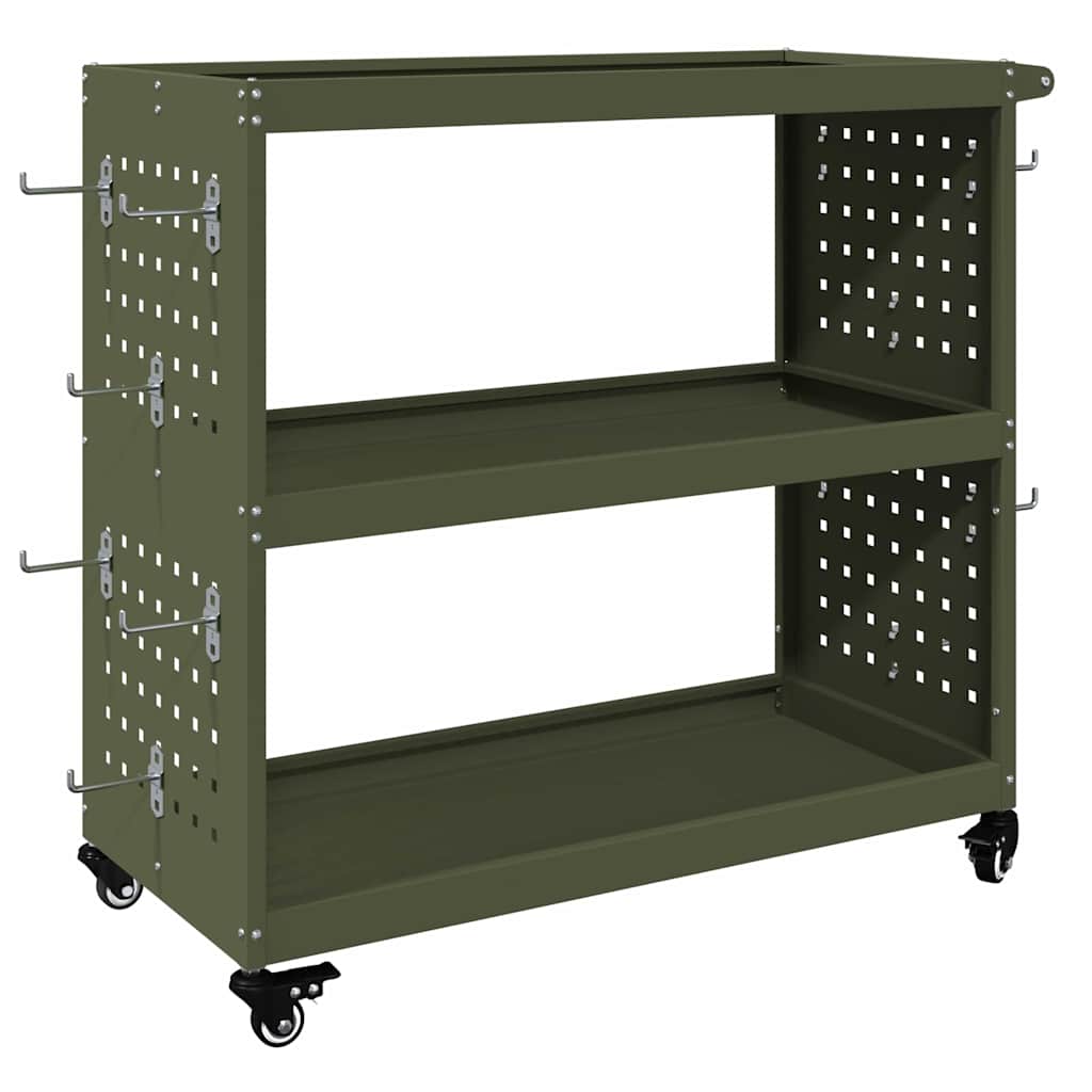 Verktøytrolley Olivengrønn 75 x 35 x 73 cm Kaldvalsestål
