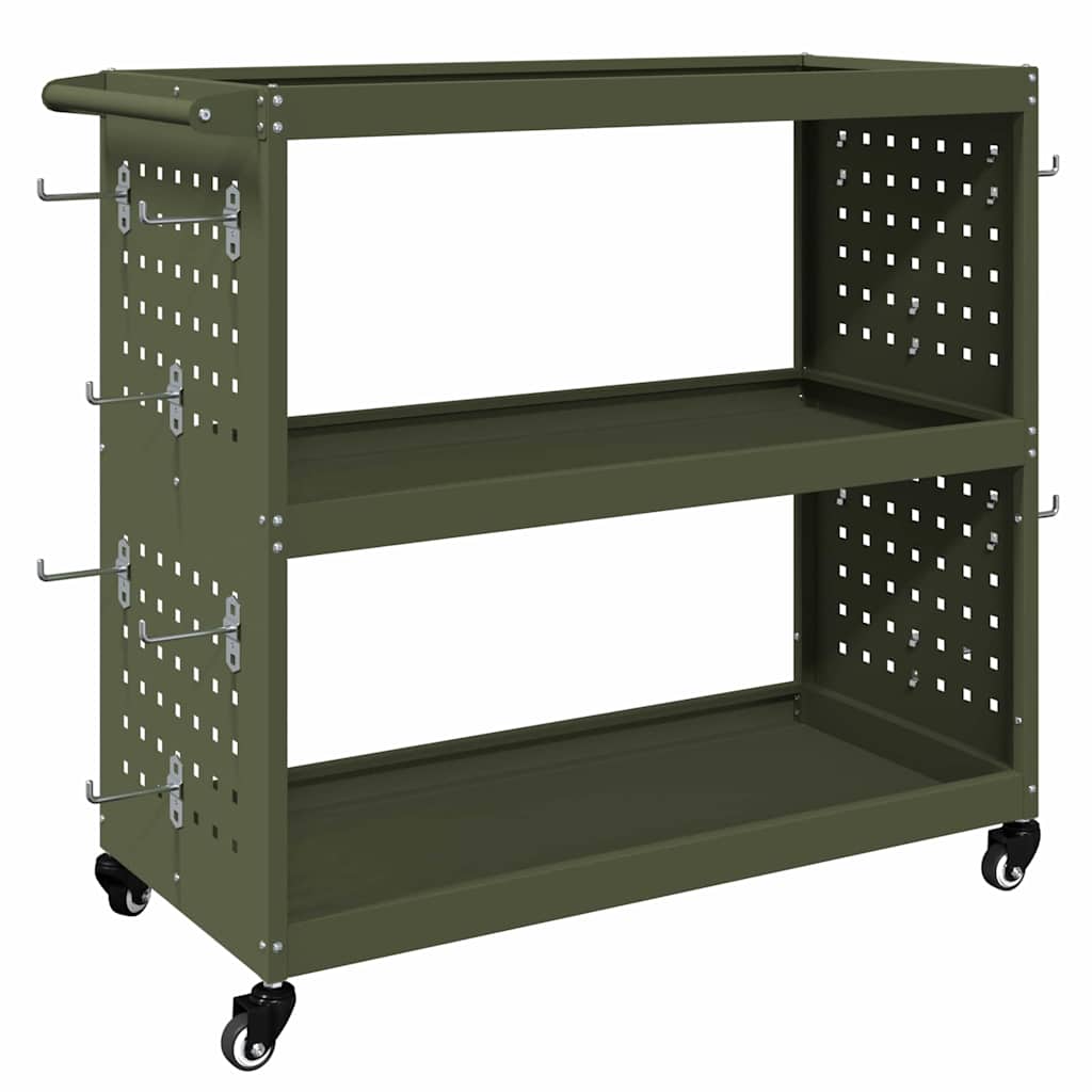 Verktøytrolley Olivengrønn 75 x 35 x 73 cm Kaldvalsestål