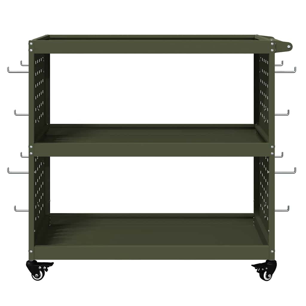 Verktøytrolley Olivengrønn 75 x 35 x 73 cm Kaldvalsestål