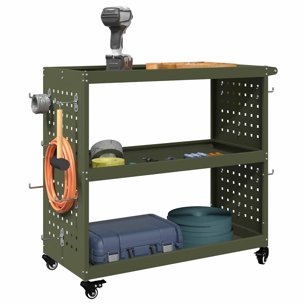 Verktøytrolley Olivengrønn 75 x 35 x 73 cm Kaldvalsestål