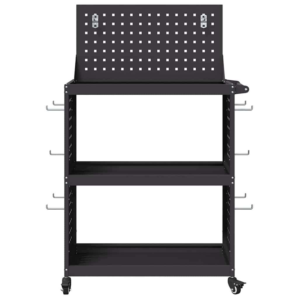 Verktøytrolley med hylle Svart 65 x 35 x 111 cm Kaldvalsestål