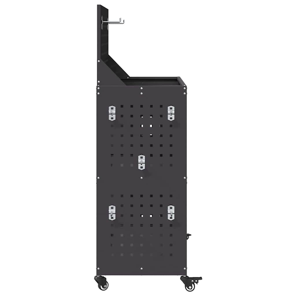 Verktøytrolley med hylle Svart 65 x 35 x 111 cm Kaldvalsestål