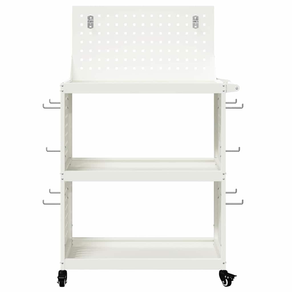 Verktøytrolley med hylle Hvit 65 x 35 x 111 cm Kaldvalsestål