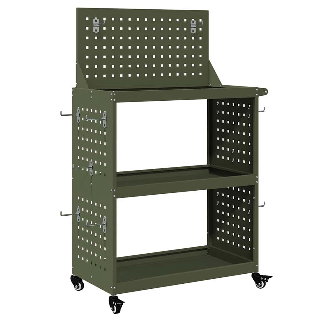 Verktøytrolley Olivengrønn 65 x 35 x 111 cm Kaldvalsestål