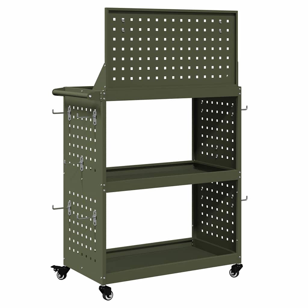 Verktøytrolley Olivengrønn 65 x 35 x 111 cm Kaldvalsestål