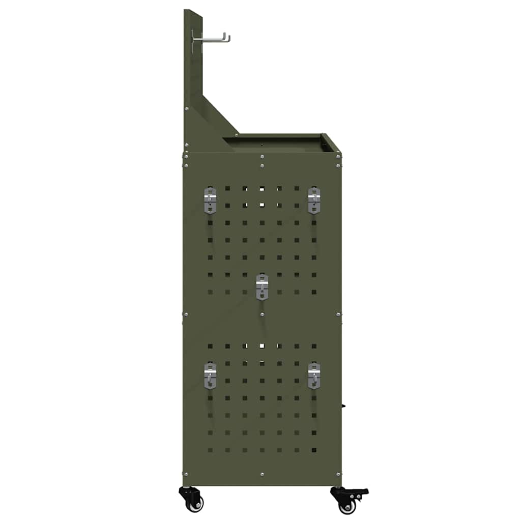Verktøytrolley Olivengrønn 65 x 35 x 111 cm Kaldvalsestål
