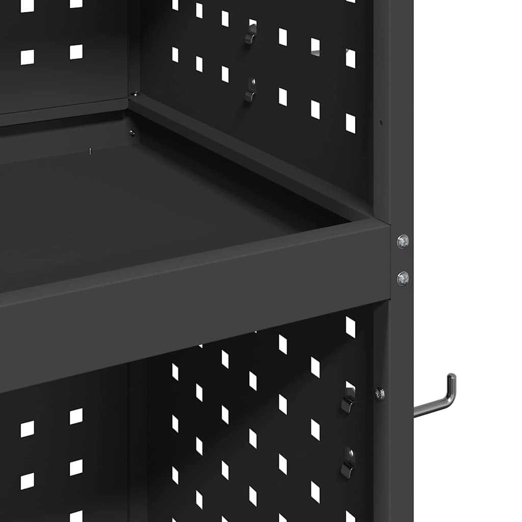 Verktøytrolley med hylle Svart 65 x 35 x 111 cm Kaldvalsestål