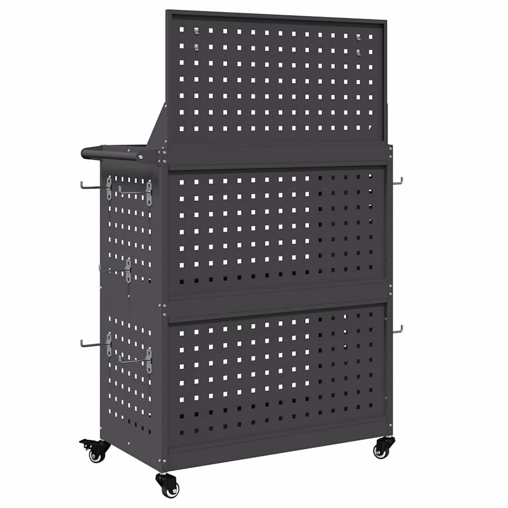 Verktøytrolley med hylle Svart 65 x 35 x 111 cm Kaldvalsestål
