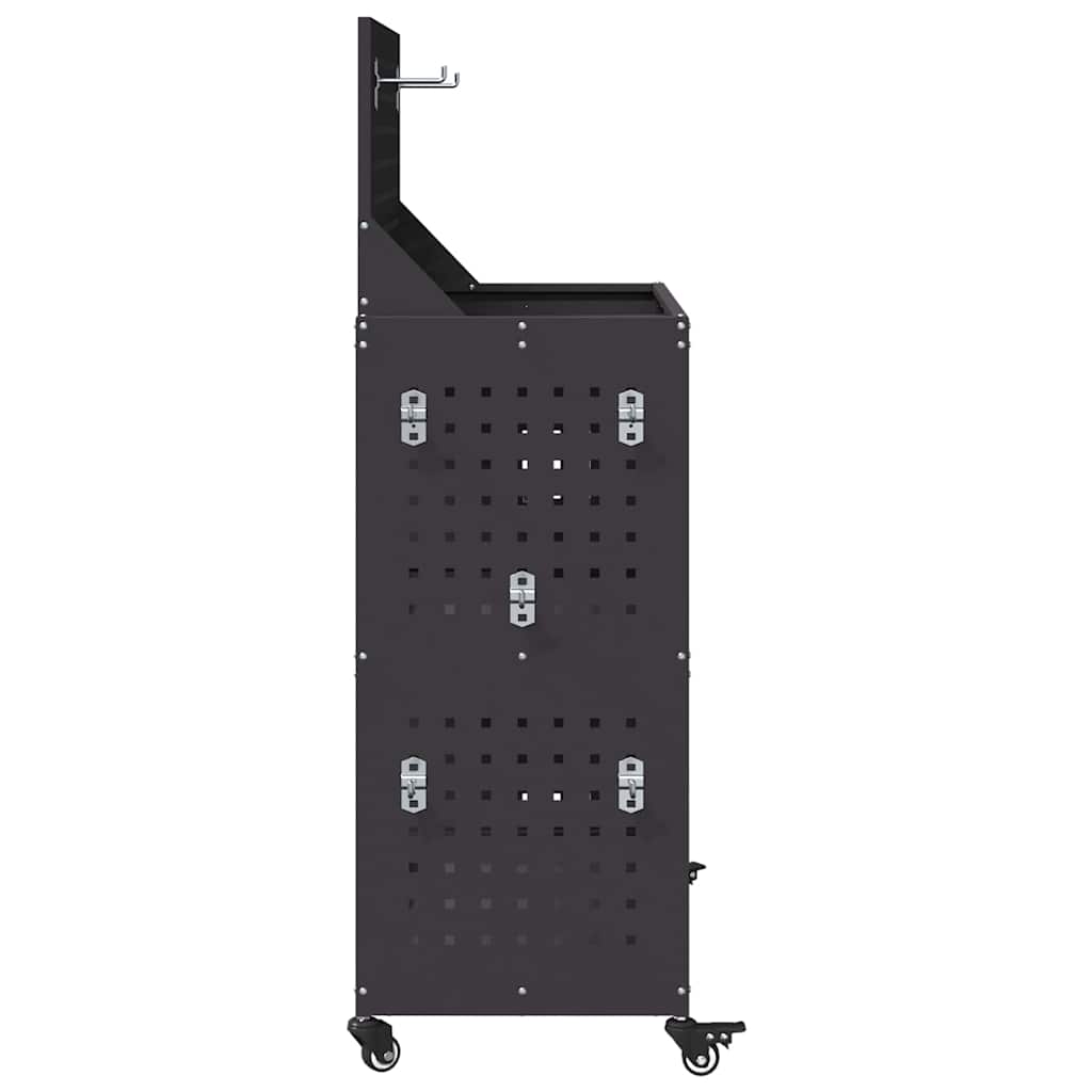 Verktøytrolley med hylle Svart 65 x 35 x 111 cm Kaldvalsestål