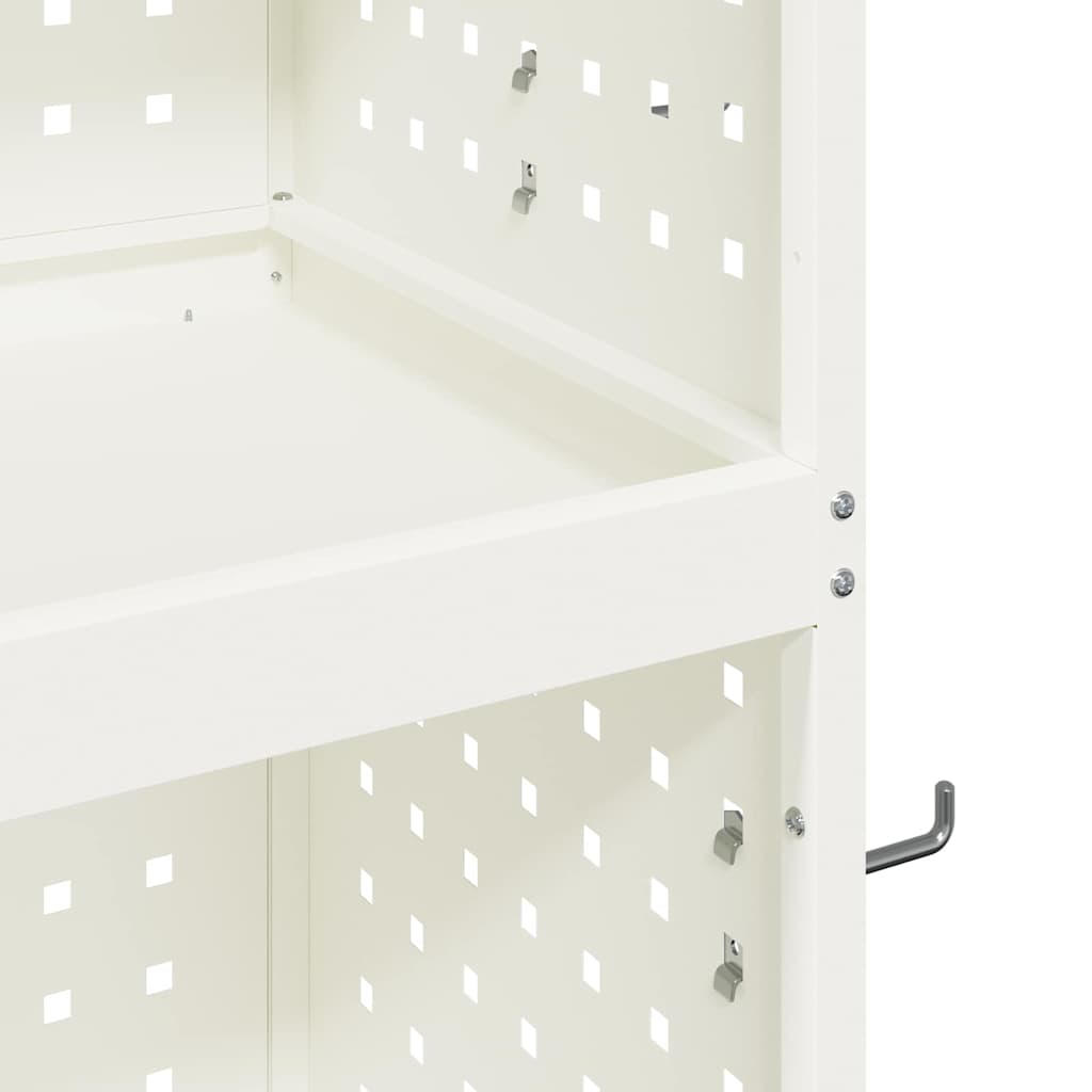 Verktøytrolley med hylle Hvit 65 x 35 x 111 cm Kaldvalsestål