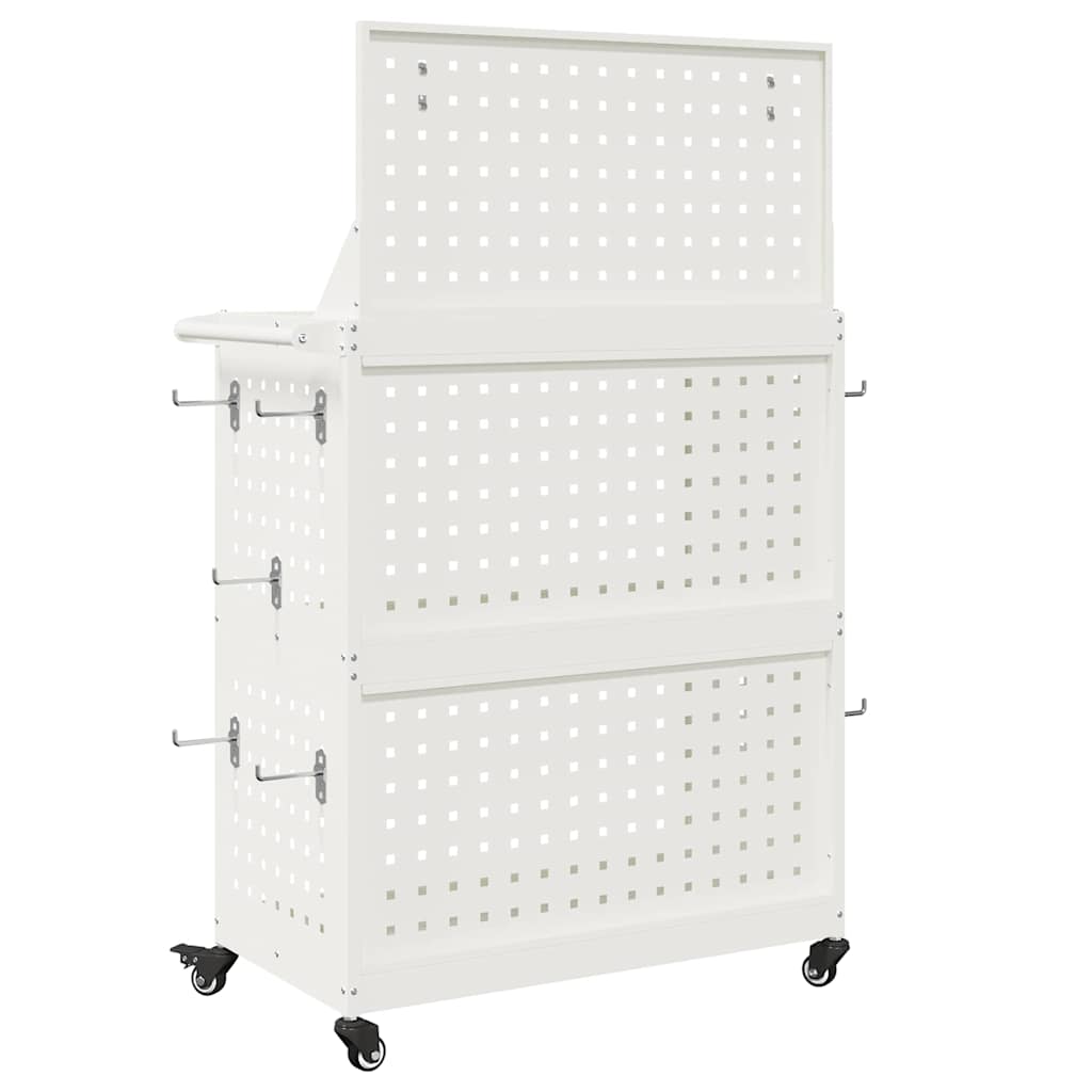 Verktøytrolley med hylle Hvit 65 x 35 x 111 cm Kaldvalsestål