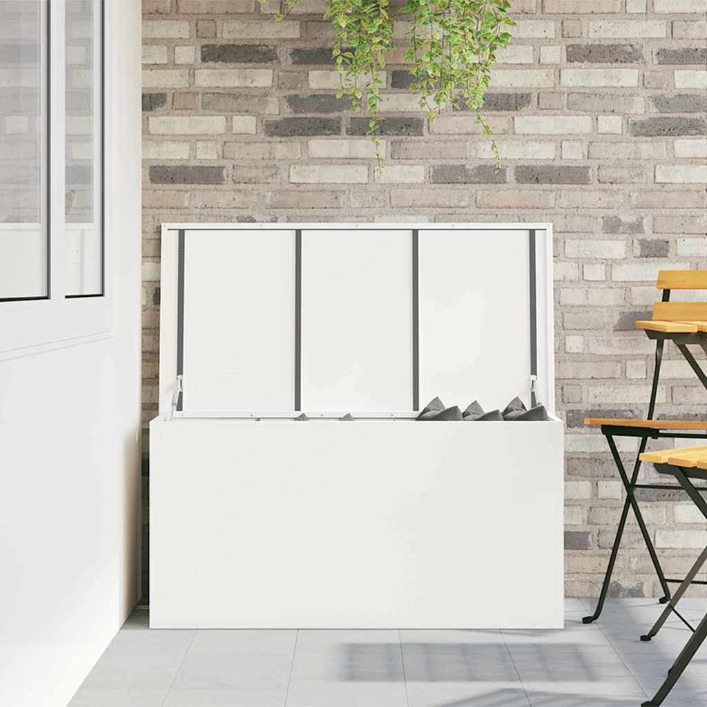 Hageoppbevaringsputeeske Stål 100 x 50,5 x 50 cm 220 Hvit