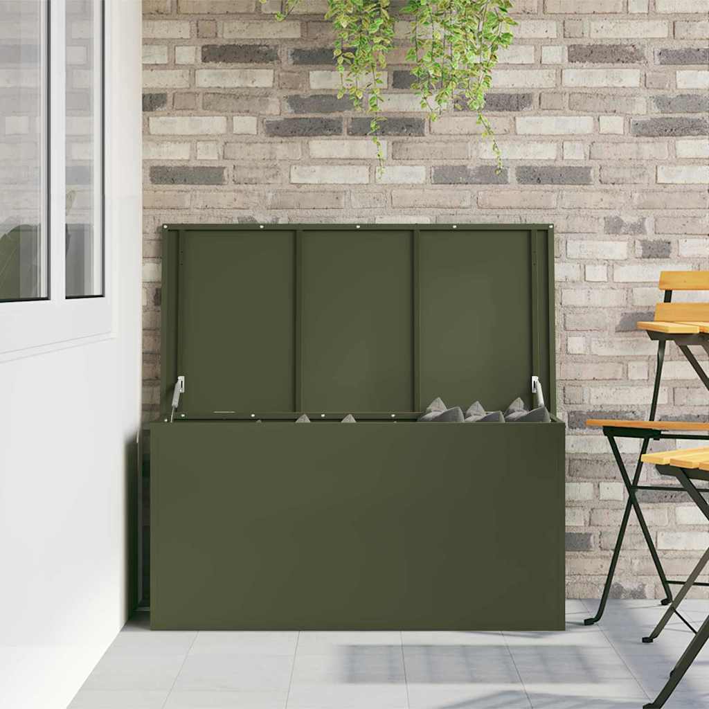 Utendørs Lagringsboks Olivengrønn 100 x 50,5 x 50 cm Stål