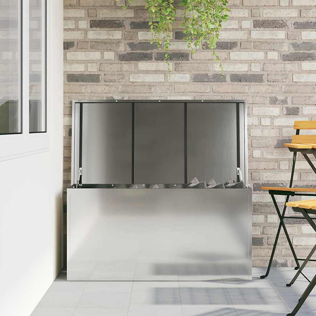 Hageoppbevaringsputeeske Stål 100 x 50,5 x 50 cm 220 sølv
