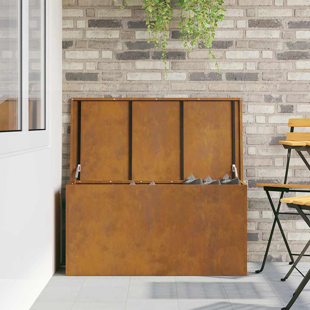 Hageoppbevaringsputeeske Stål 100 x 50,5 x 50 cm 220 Rusten