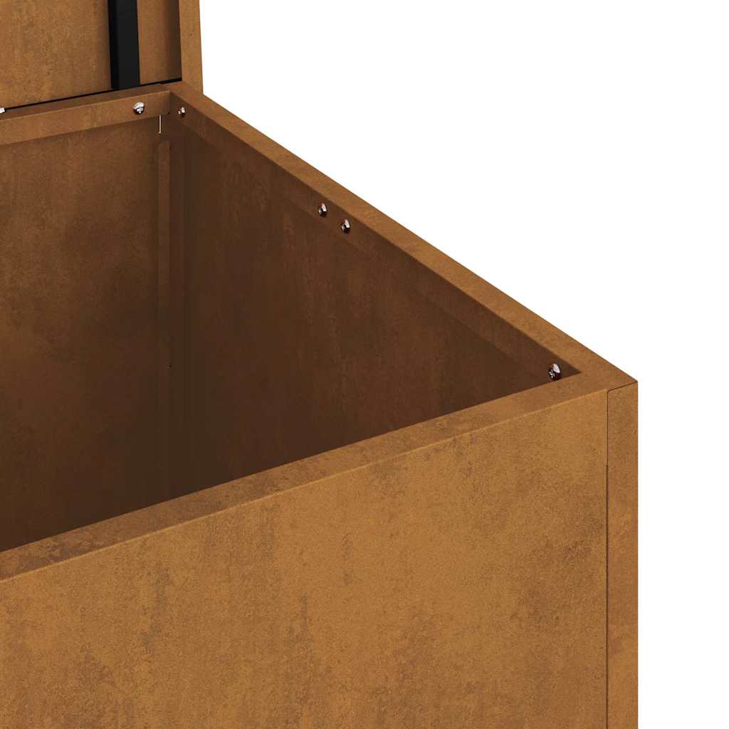 Hageoppbevaringsputeeske Stål 80 x 50,5 x 50 cm Rusten