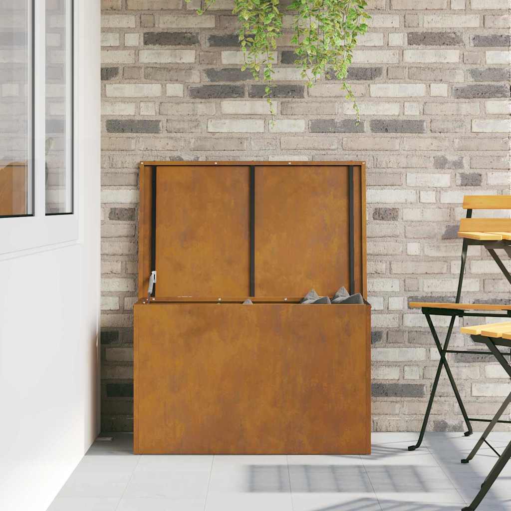 Hageoppbevaringsputeeske Stål 80 x 50,5 x 50 cm Rusten