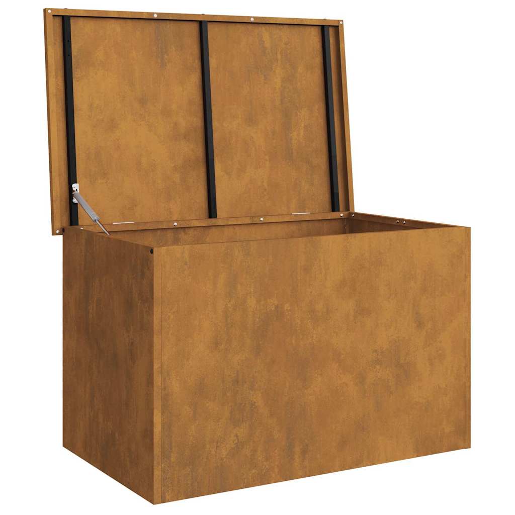 Hageoppbevaringsputeeske Stål 80 x 50,5 x 50 cm Rusten