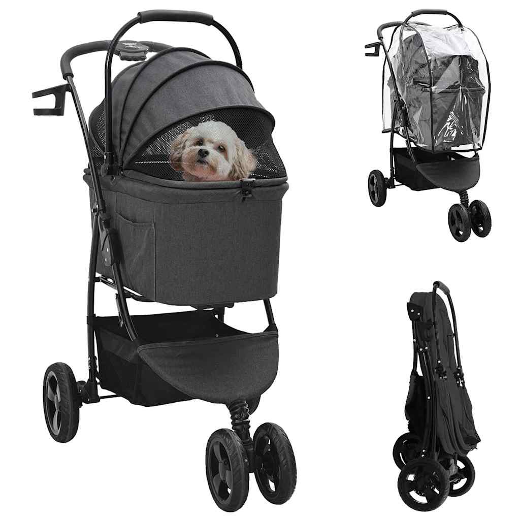 Sammenleggbar kjæledyrvogn Svart 78 x 54 x 101 cm Polyester