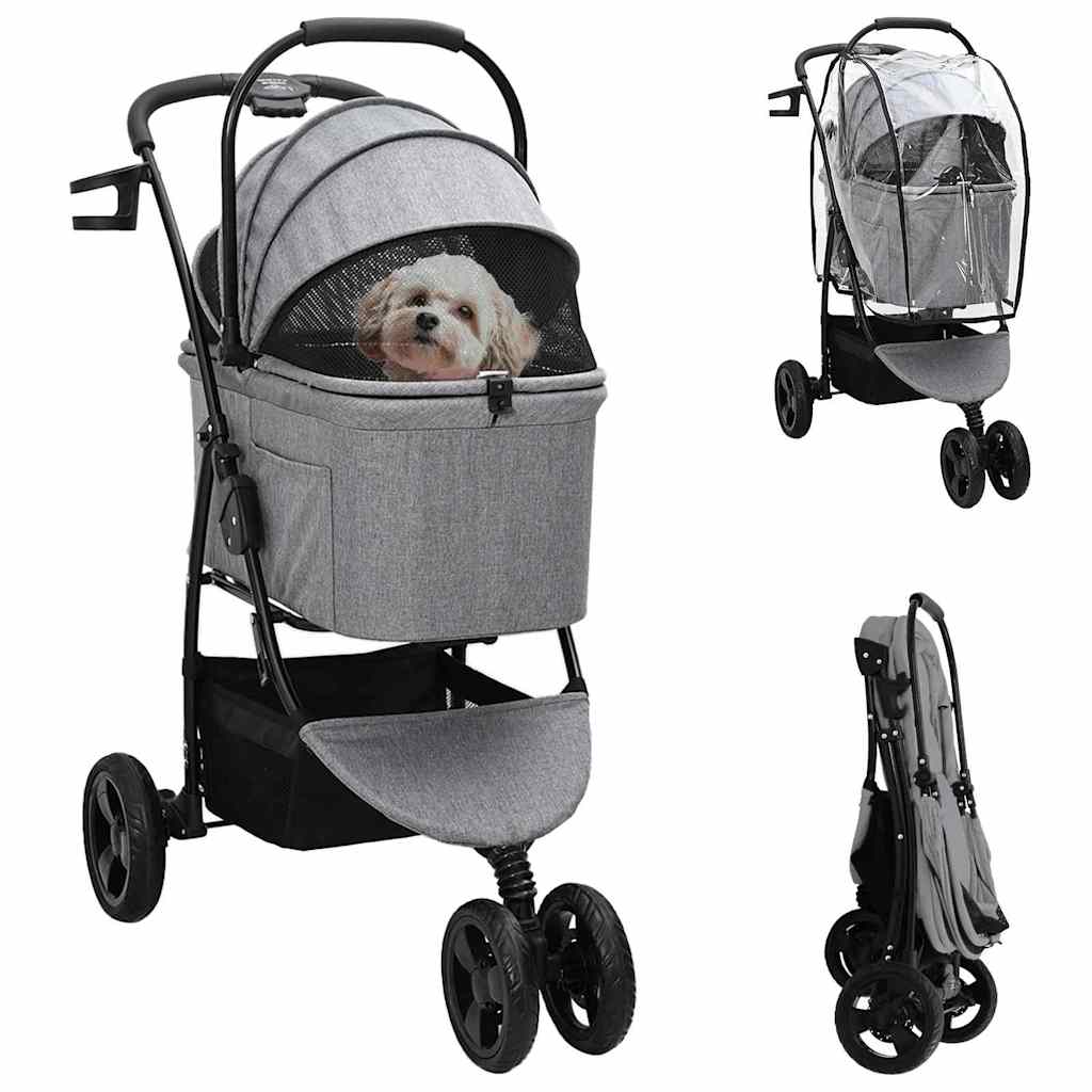 Sammenleggbar kjæledyrvogn Grå 78 x 54 x 101 cm Polyester
