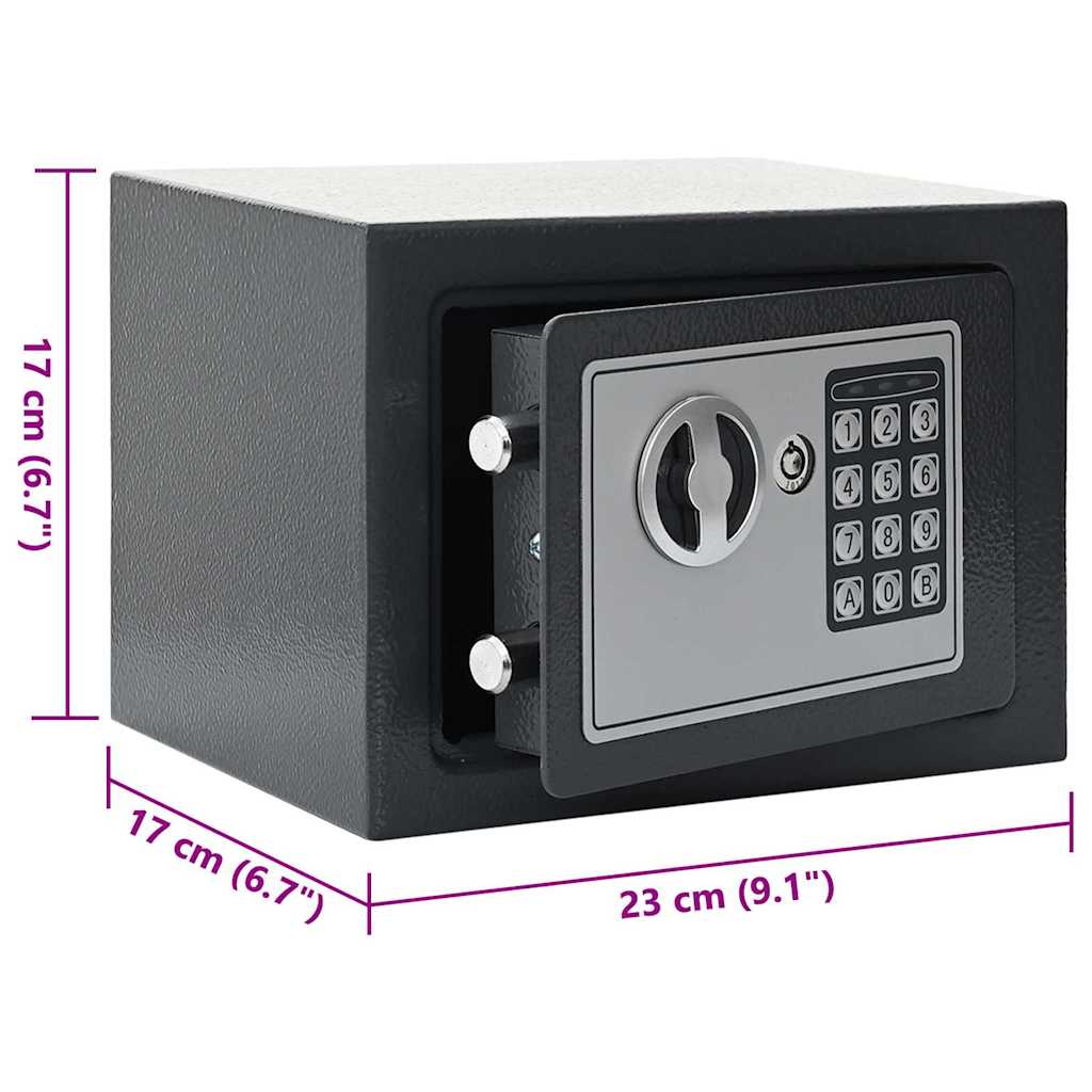 Digital safe med lås Mørke grå 23 x 17 x 17 cm Stål