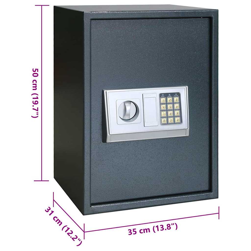 Digital safe med lås Mørke grå 35 x 31 x 50 cm Stål