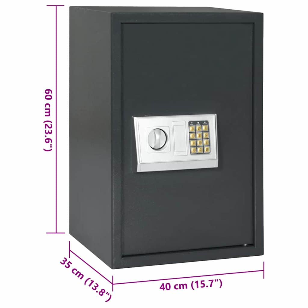 Digital safe med lås Mørke grå 40 x 35 x 60 cm Stål
