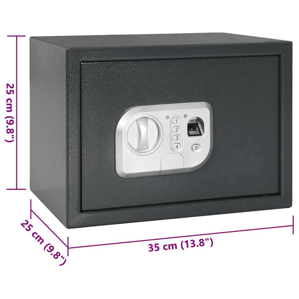 Digital safe med lås Mørke grå 35 x 25 x 25 cm Stål
