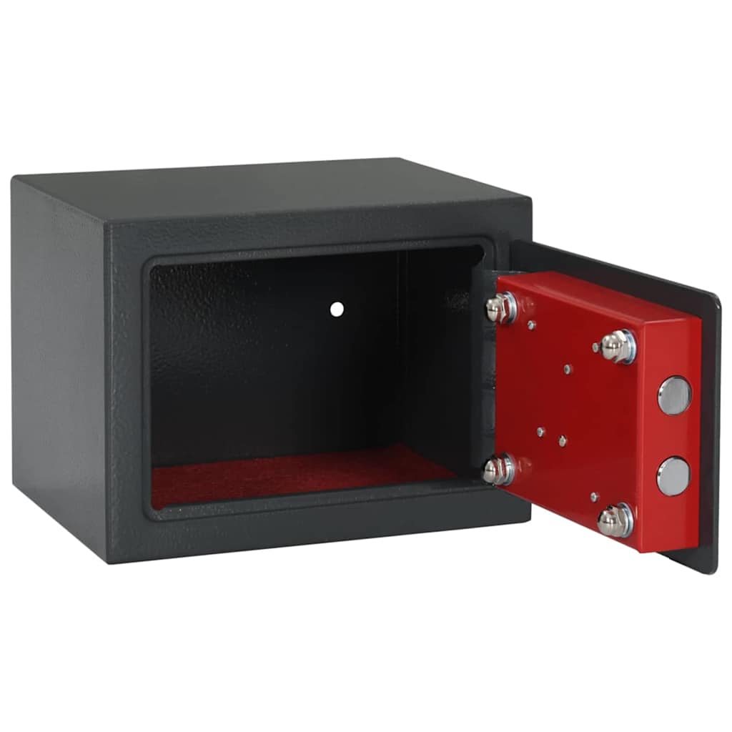 Safe Box med lås Mørke grå 23 x 17 x 17 cm Stål