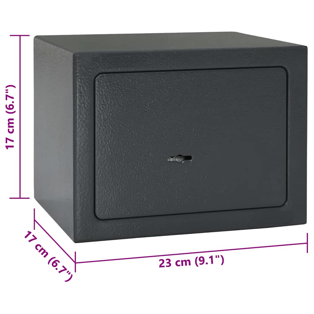 Safe Box med lås Mørke grå 23 x 17 x 17 cm Stål
