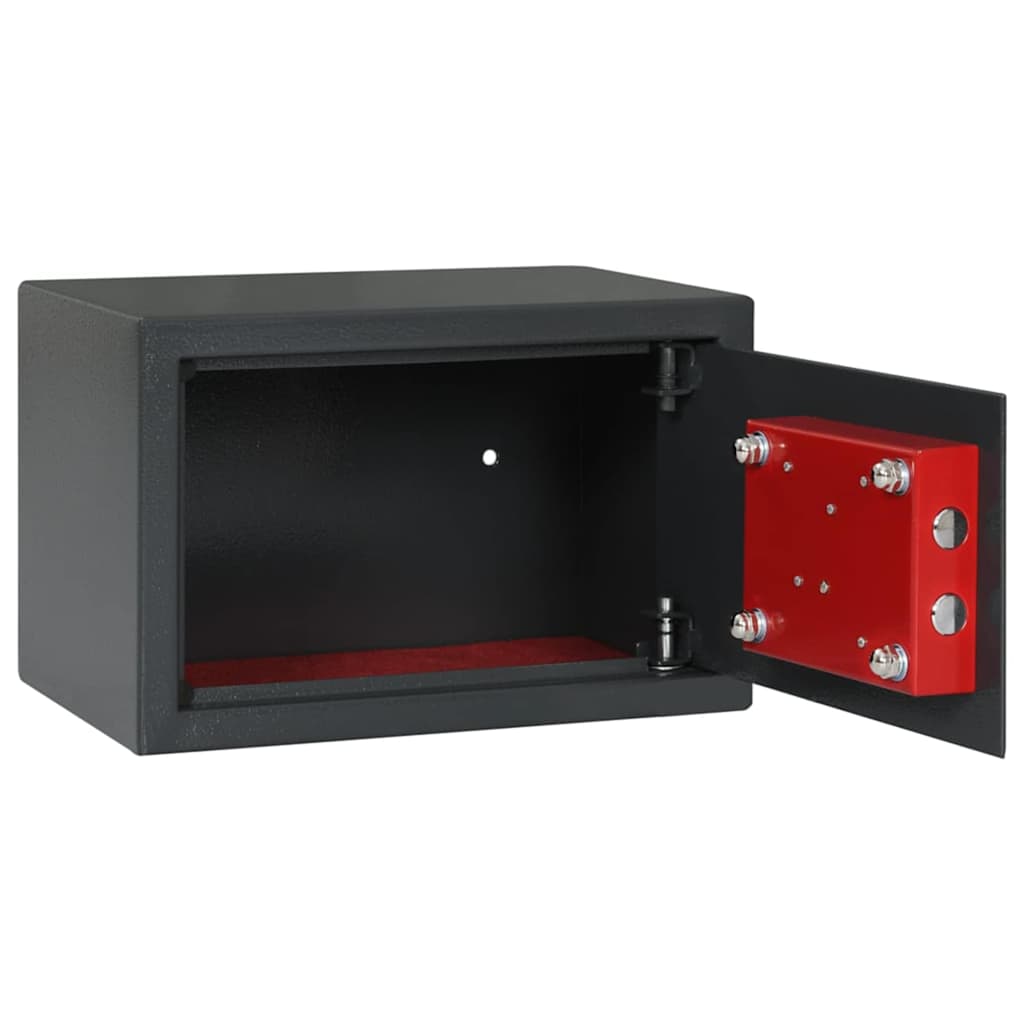 Safe Box med lås Mørke grå 31 x 20 x 20 cm Stål