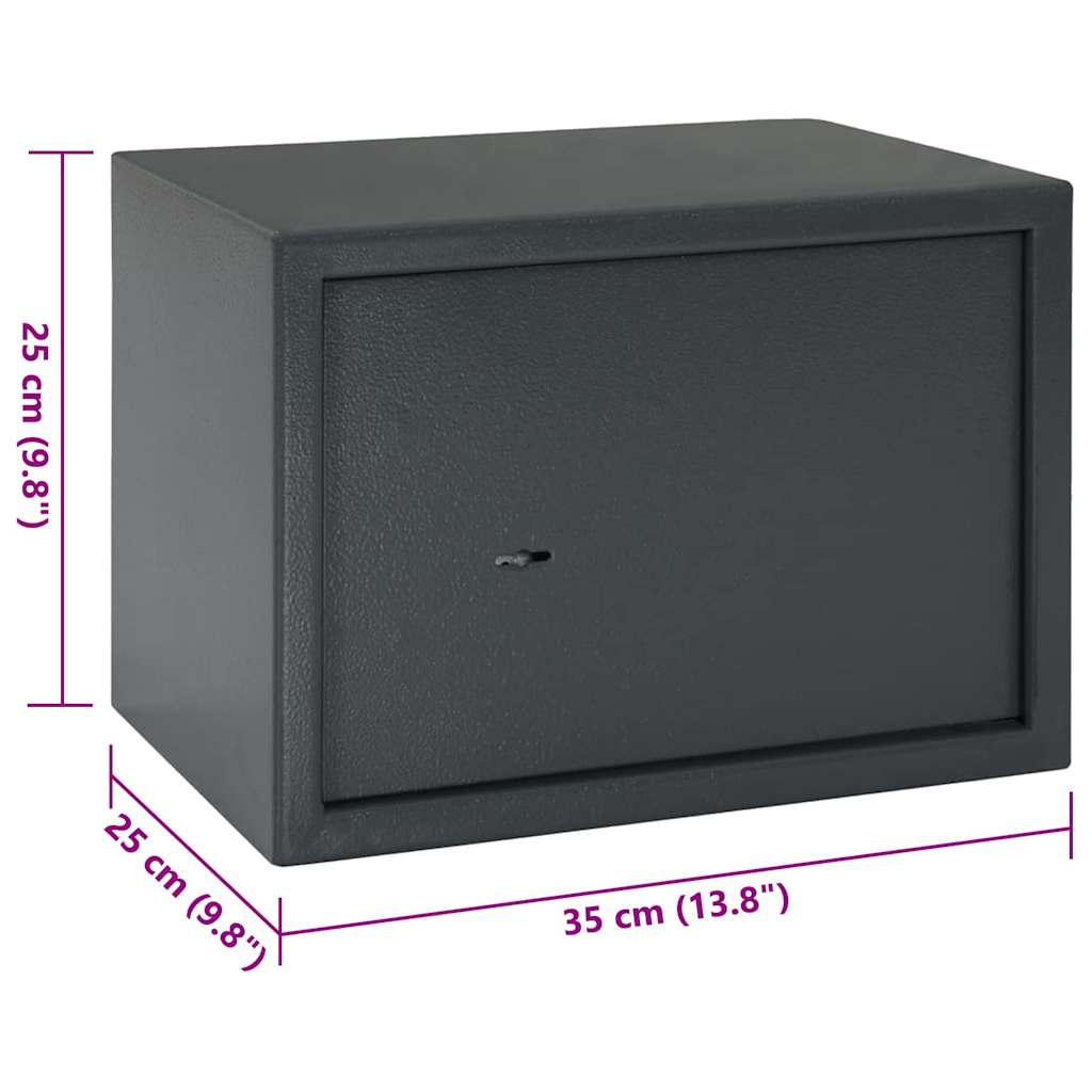 Safe Box med lås Mørke grå 35 x 25 x 25 cm Stål