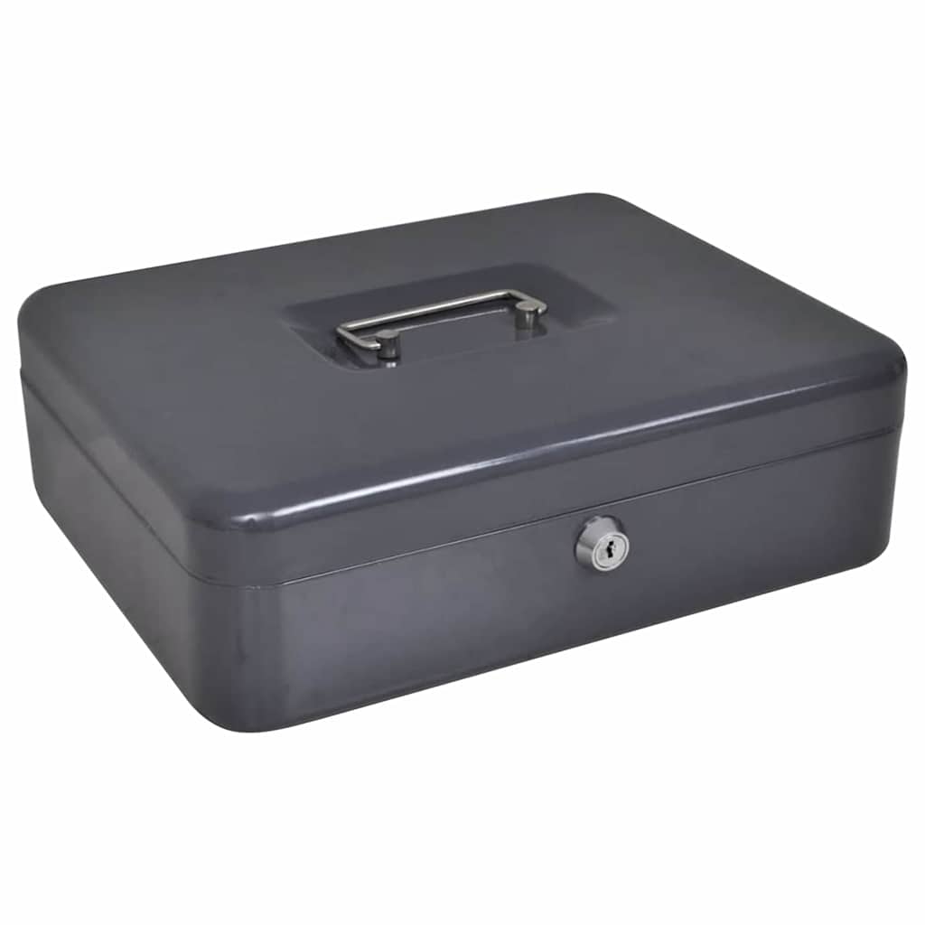 Kontantboks med lås Mørke grå 30 x 24 x 9 cm Stål