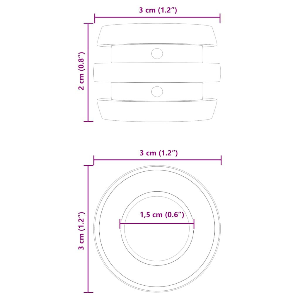 Foosball Bord Bumper 16 pcs Svart 3 x 3 x 2 cm TPE