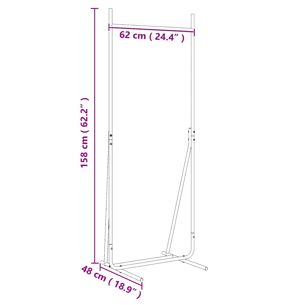 Klesstativ Svart 62 x 48 x 158 cm Stål