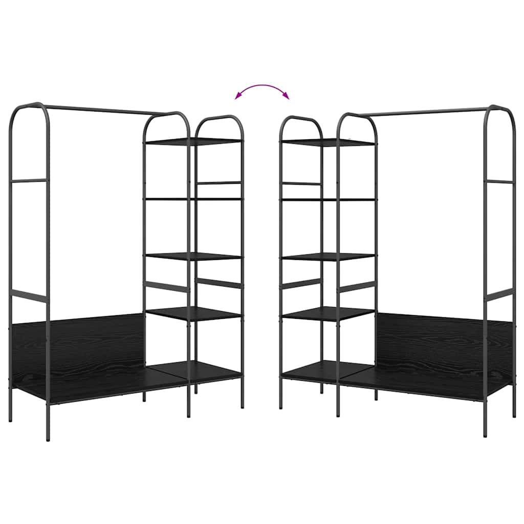 Klesstativ med hylle Svart 120 x 44 x 160 cm Konstruert tre