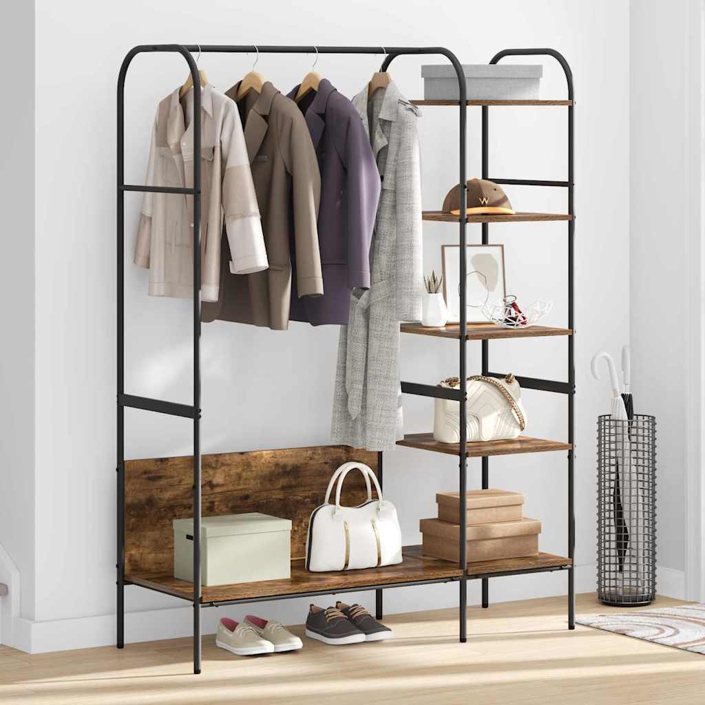 Klesstativ med hylle Brun Eik 120 x 44 x 160 cm Konstruert tre