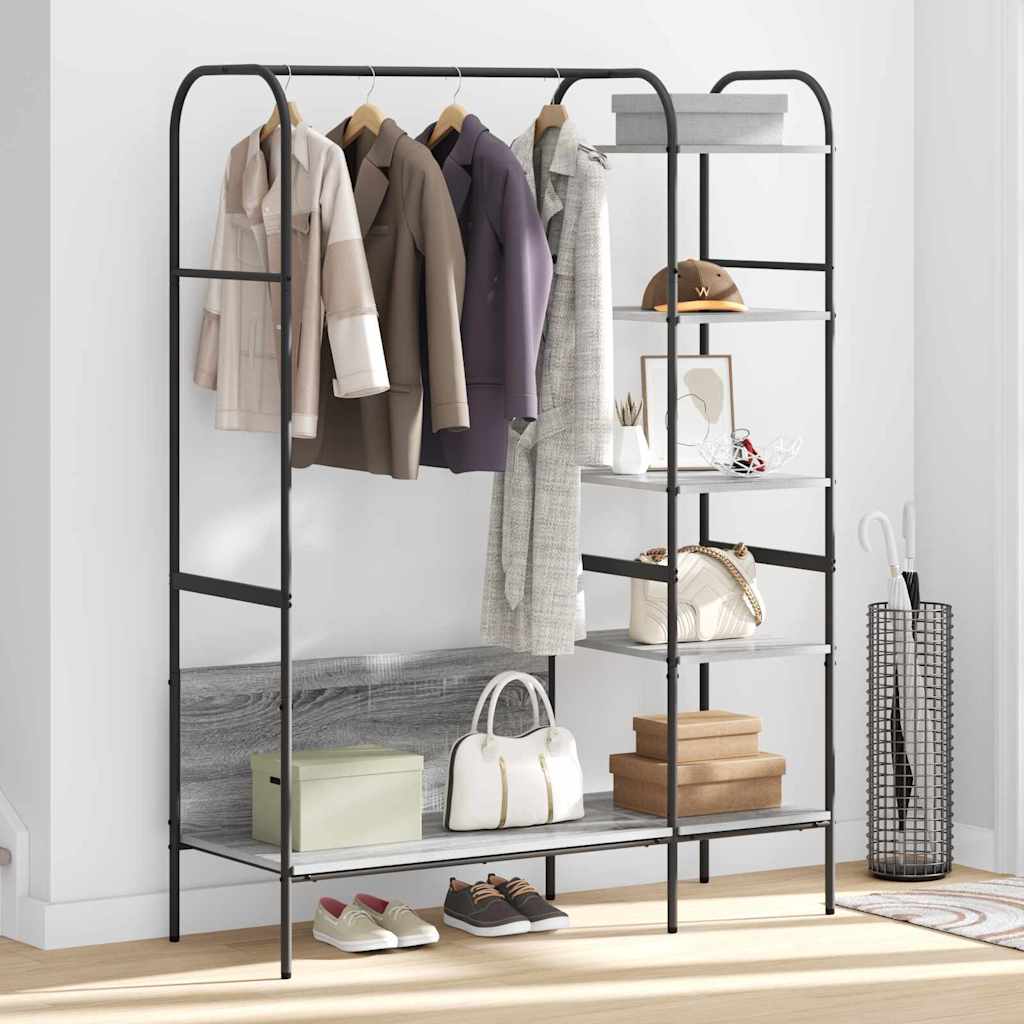 Klesstativ med hylle Grå 120 x 44 x 160 cm Konstruert tre