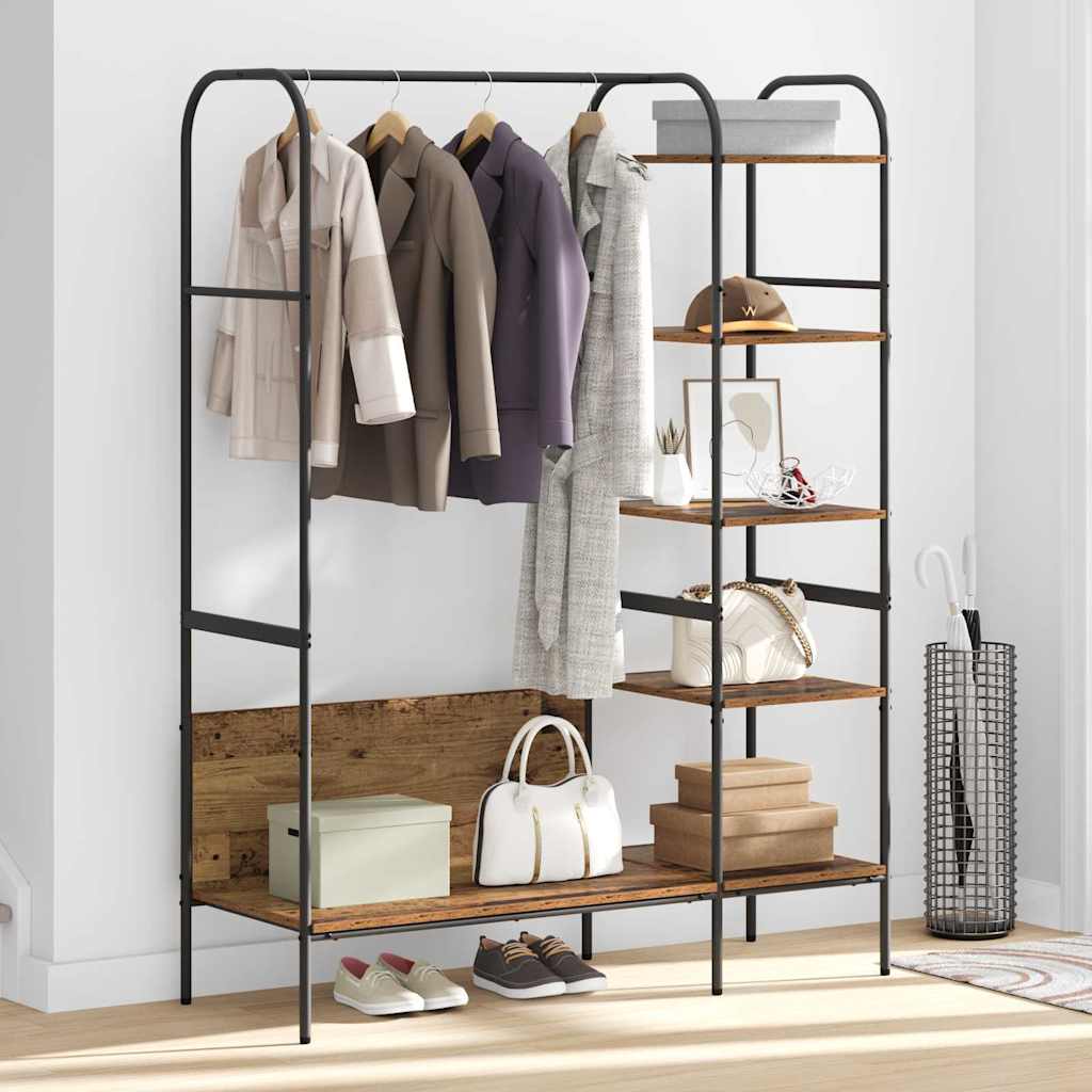 Klesstativ med hylle Brun 120 x 44 x 160 cm Konstruert tre