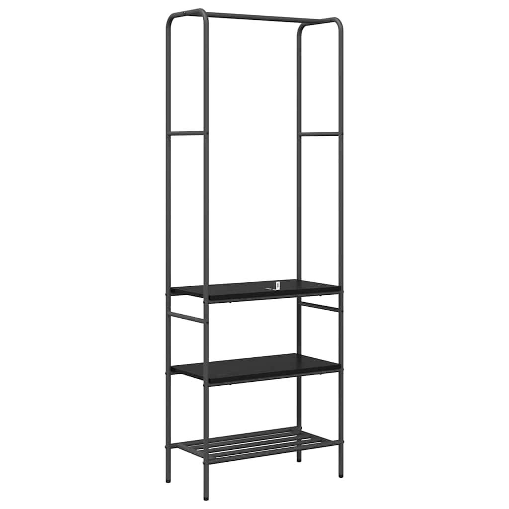 Klesstativ med hylle Svart Eik 60 x 30 x 171 cm Konstruert tre