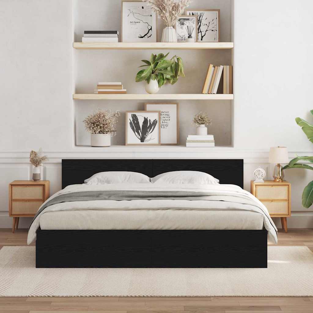 Sengestamme Svart Eik 203 x 185 x 70 cm Konstruert tre
