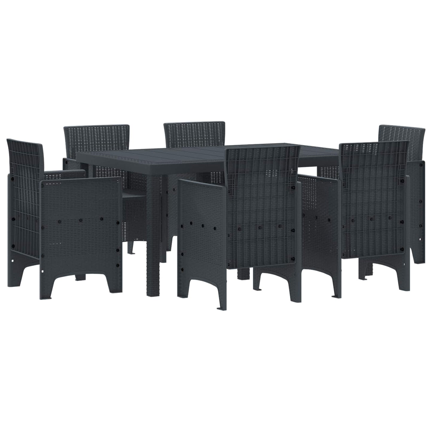 Hage Spisegruppe 7 pcs Antrasitt Polt rattan