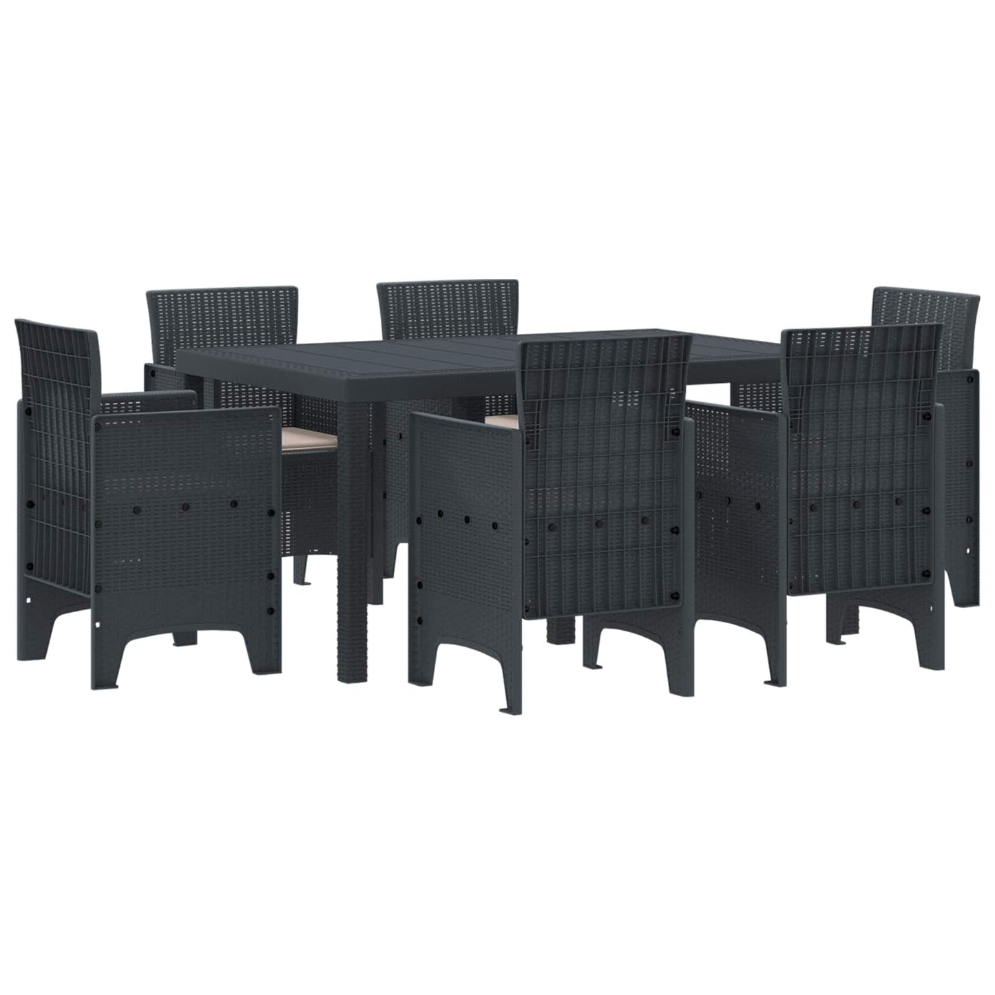 Hage Spisegruppe 7 pcs Antrasitt Polt rattan