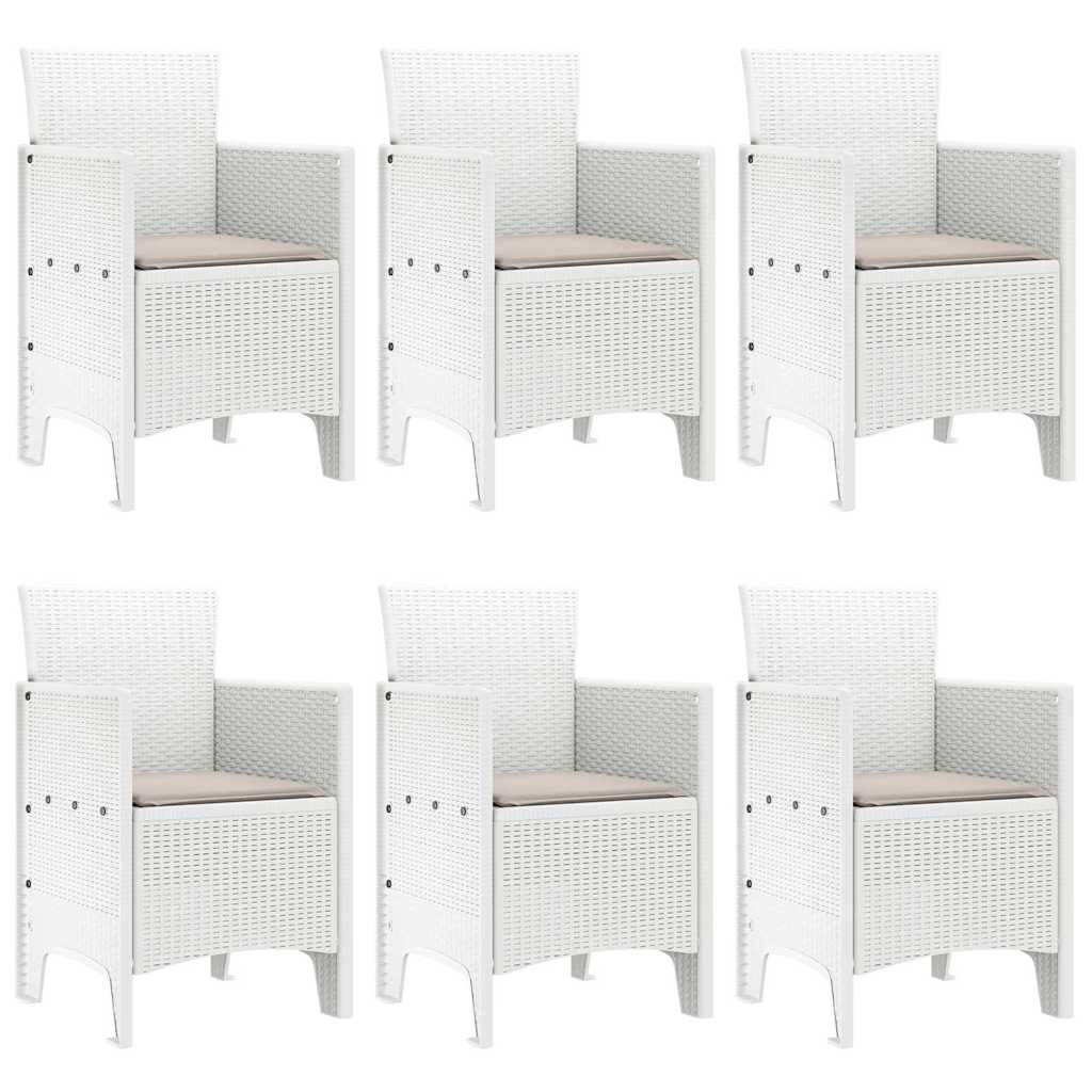 Hage Spisegruppe 7 stk. Hvit Polt rattan