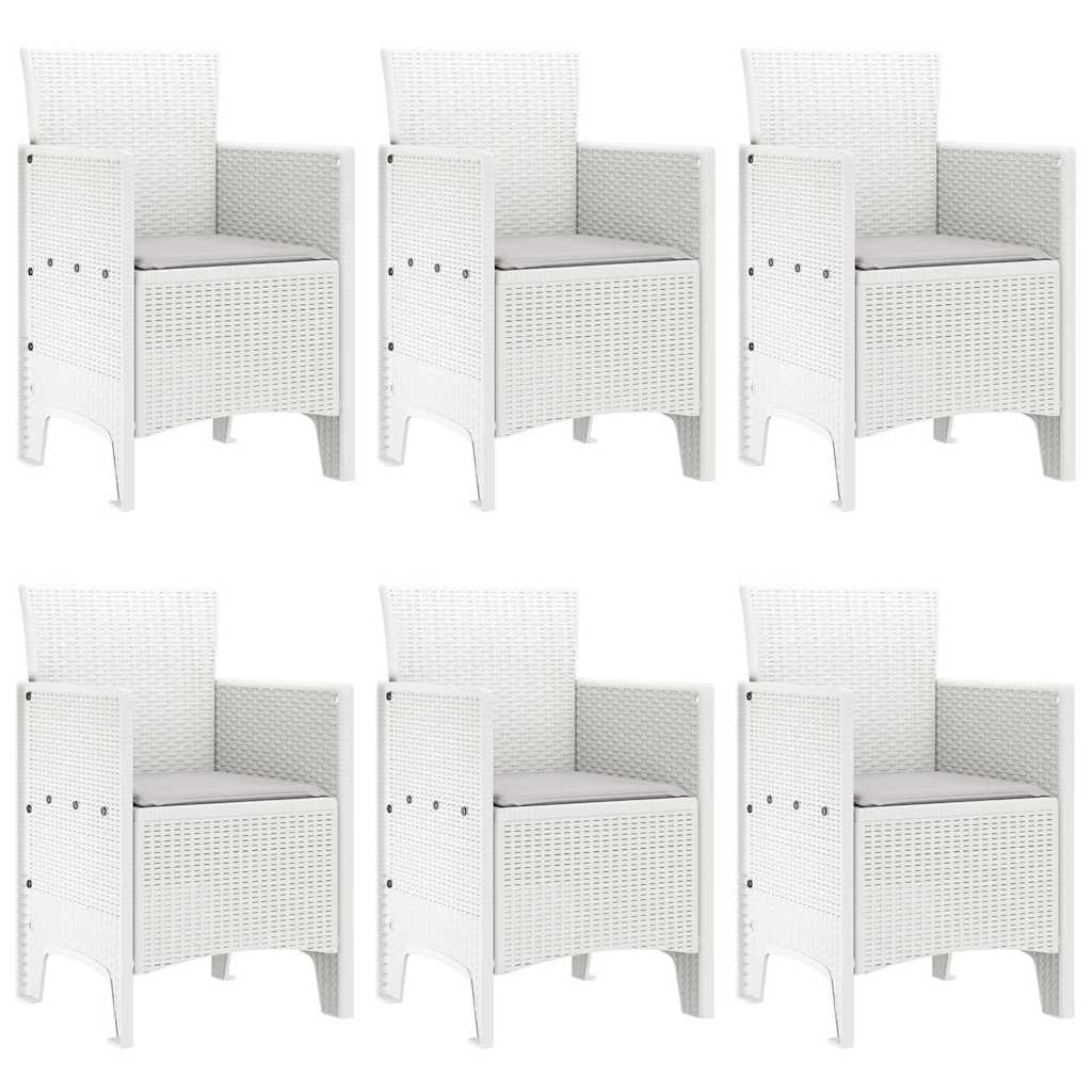 Hage Spisegruppe 7 stk. Hvit Polt rattan