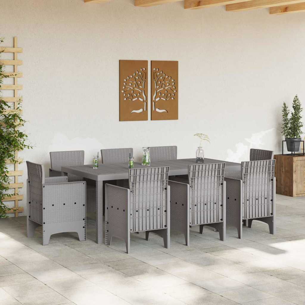 Hage Spisegruppe 9 pcs Lysegrå Polypropen