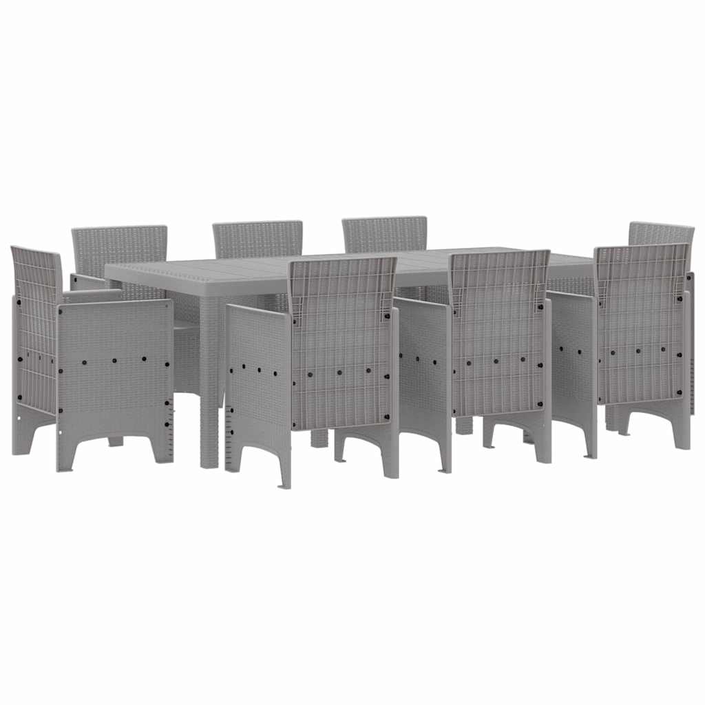 Hage Spisegruppe 9 pcs Lysegrå Polypropen