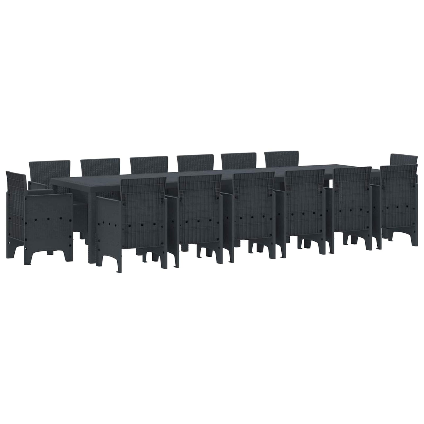 Hage Spisegruppe 15 pcs Antrasitt Polt rattan