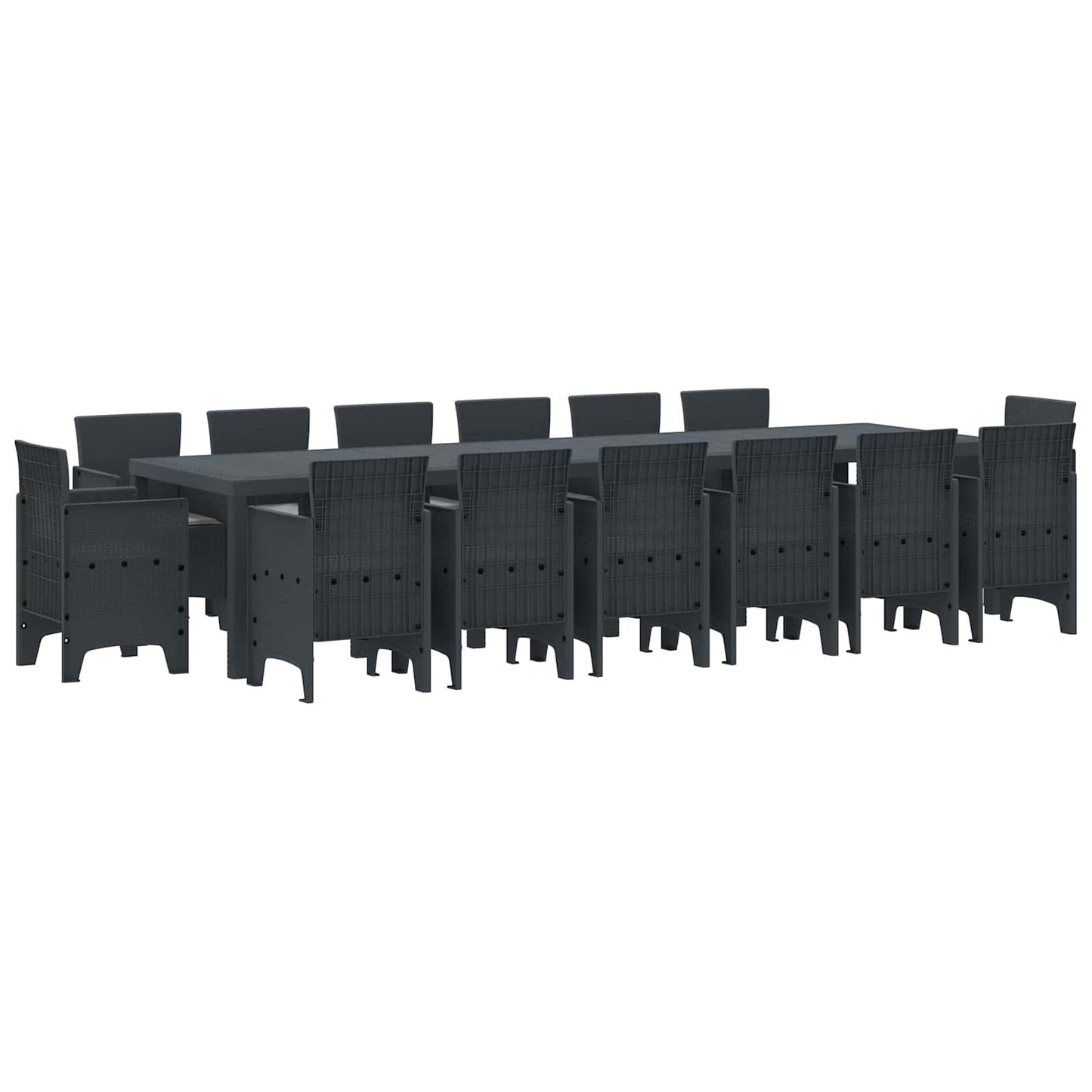 Hage Spisegruppe 15 pcs Antrasitt Polt rattan