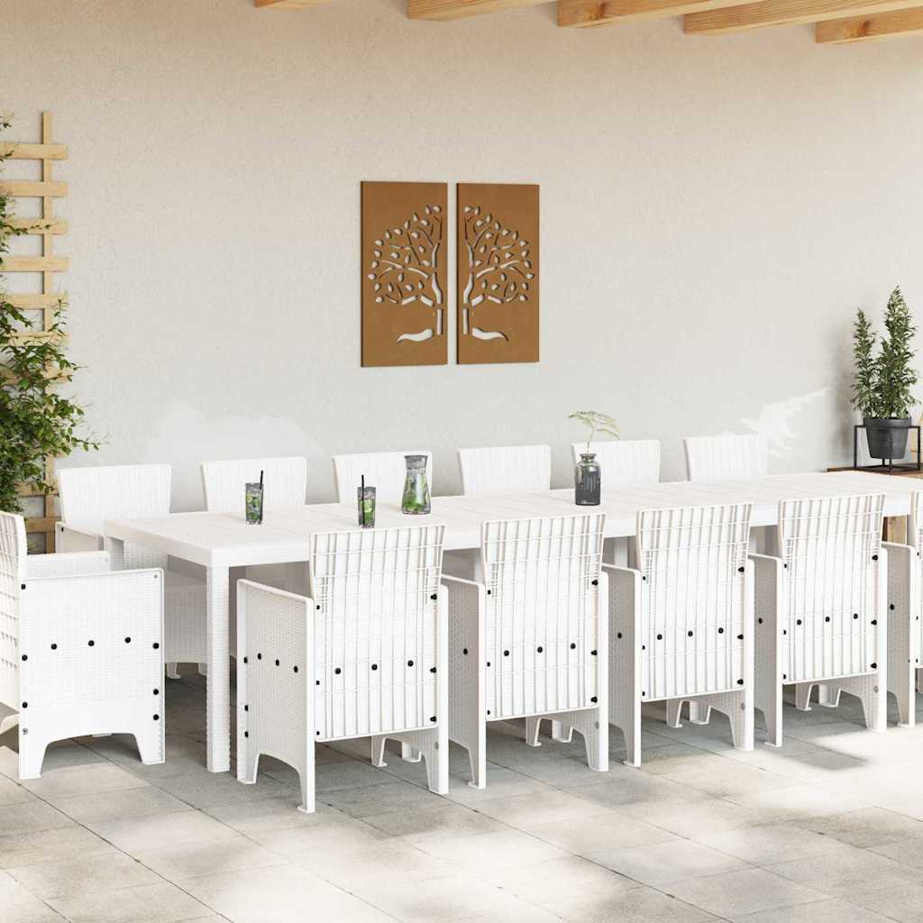 Hage Spisegruppe 15 pcs Hvit Polt rattan